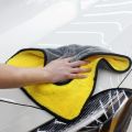 MICRO FIBER 40cm x 40cm CLOTH DOUBLE SIDE IMPORTED TOWEL - YELLOW AND GREY By Talha Traders. 