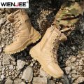 High Quality Men's Brand High-Top Leather Boots Breathable Desert Combat Men's Boots Outdoor Shoes Non-slip Hiking Ankle Boots. 