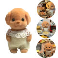 Limb Movable Forest Family Animal Figure Poodle Flocked Shaggy Figurine Dog Model Toy Dollhouse Miniatures Accessories For Kids.