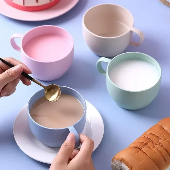 Milk Cup European-style Coffee Mug Eco-friendly Wheat Milk Cup Milk Breakfast Tea Mug Mug Simple Drinking Cup Coffee Cups