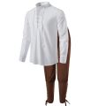 2Pcs Retro Vintage Medieval Renaissance Cosplay Costume Outfits Pirate Viking Halloween Casual Daily LARP Ren Faire Shirt Pants. 