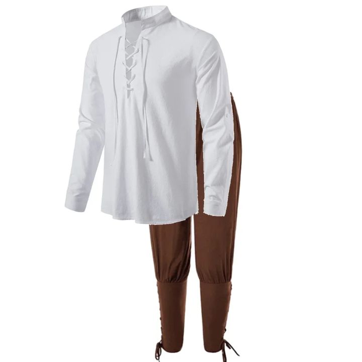 2Pcs%20Retro%20Vintage%20Medieval%20Renaissance%20Cosplay%20Costume%20Outfits%20Pirate%20Viking%20Halloween%20Casual%20Daily%20LARP%20Ren%20Faire%20Shirt%20Pants%20-%20Image%204
