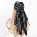 Solid Colors Silk Scarf Women Satin Hair/Head Scarves Black White Army Green Brown Khaki Square 90*90cm Foulard Female Hijab. 