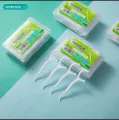 Dental Floss Pick 50 Pcs Box - Dental Floss Toothpick Interdental Cleaner Toothpick Flosser.