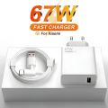 EU 67W USB Super Fast Charging Quick Charger with Type Cable Mobile Phone Charger Adapter For iPhone 15 Xiaomi Samsung Huawei.