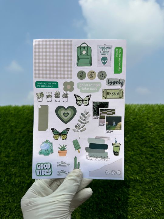 Journaling%20GREEN%20Aesthetic%20Themed%20Sticker%20Sheet%20-%20Image%202