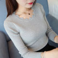 2024 Fashion Long Sleeve Elegant O-neck Women Sweater Autumn Solid Slim Knitted Tops Winter Casual Pullover Jumper.