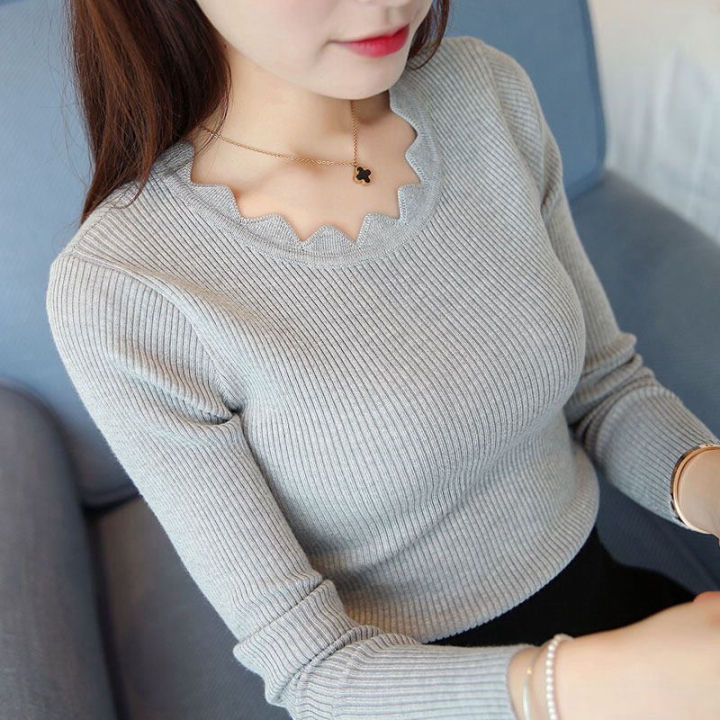 2024%20Fashion%20Long%20Sleeve%20Elegant%20O-neck%20Women%20Sweater%20Autumn%20Solid%20Slim%20Knitted%20Tops%20Winter%20Casual%20Pullover%20Jumper%20-%20Image%202