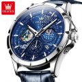 OLEVS 5538 Moon Phase Men's Watches Chronograph Luminous Dial Quartz Watch for Man Waterproof Fashion Genuine Wristwatch.