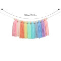 1pc Boho Colorful Rainbow Tassel Garland Handmade Wooden Bead Banner Home Festival Party Decoration Wall Hanging Banner. 
