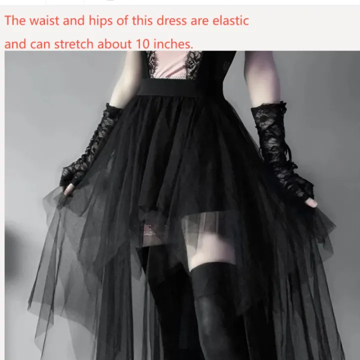 Casual%20Skirts%20Punk%20%20Net%20Yarn%20High-Waisted%20Irregular%20Skirt%20for%20Women%20Summer%20New%20European%20and%20American%20Gothic%20Style%20Versatile%20-%20Image%203