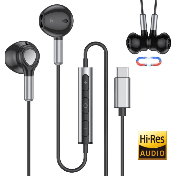 USB-C Wired Headphone HiFi Earphone with Mic Bass Stereo Type-C Headset Smartphone Music Earbuds for Samsung Xiaomi HUAWEI Redmi