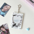 INS Korean Fashion Heart Hollow 3in Card Holder Cute Girls Idol Photo Storage Card Bag Decoration Student Pendant Keychain .