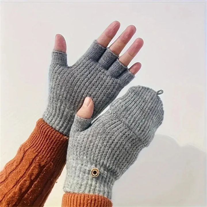 Men%20Women%20Winter%20Gloves%20Half%20Finger%20Open%20Flip%20Design%20Flap%20Warm%20Gloves%20Knitted%20Thickened%20Windproof%20Hand%20Cover%20s%20for%20Outdoor%20-%20Image%203