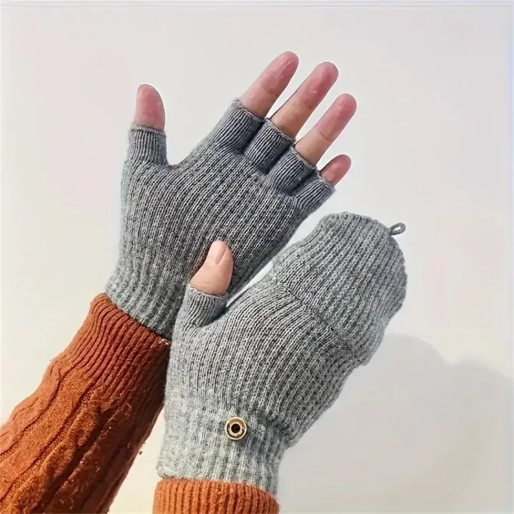 Men%20Women%20Winter%20Gloves%20Half%20Finger%20Open%20Flip%20Design%20Flap%20Warm%20Gloves%20Knitted%20Thickened%20Windproof%20Hand%20Cover%20s%20for%20Outdoor%20-%20Image%203