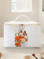1pc， Portable travel cosmetics with floral patterns, large capacity travel storage bag, cute and stylish makeup bag. 