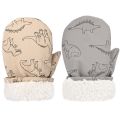 Waterproof Windproof Skiing Snow Gloves For Kids Toddler Cartoon Dinosaur Print Thickened Fleece Warm Winter Baby Gloves. 
