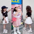 Teen Girl Summer Dress Kids Fashion Solid Color Pleated High Waist A-Line Skirt Children Casual Elastic Waist Mini Skirt Bottoms. 