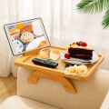 Bamboo Sofa Armrest Tray with Phone Holder Foldable Space Saving Side Table for Snacks Drink Coffee Perfect for Dorms Home Decor. 