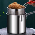 304 Stainless Steel Deep Fryer with Frying Basket Multifunction Small Pot Kitchen Specific Frying Chicken and Other Cooking Tool. 