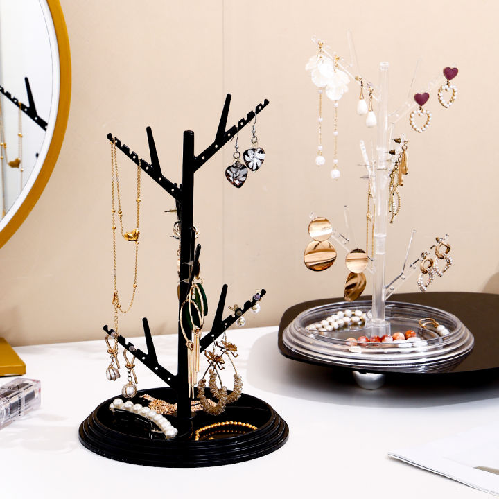 1pc%20Plastic%20White/Black/Transparent%20Tree%20Shap%20Jewelry%20Display%20Stand%20Necklace%20Ring%20Bracelet%20Organizer%20Circular%20Base%20Jewelry%20Tray%20-%20Image%202