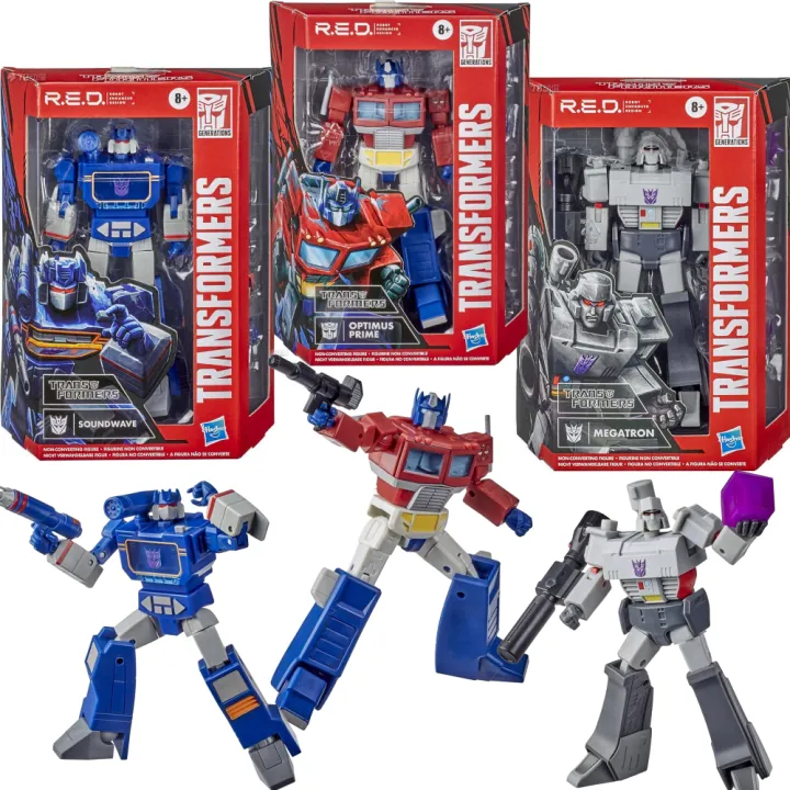 Red Transformers Transformers R.E.D. Robot Enhanced Design G1 Optimus Prime Megatron ...