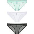 3PCS Casual basic sports knit fabric soft and lightweight solid color low waistMen's breathable quick drying seamless mesh brief.
