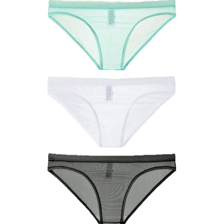 3PCS Casual basic sports knit fabric soft and lightweight solid color low waistMen's breathable quick drying seamless mesh brief