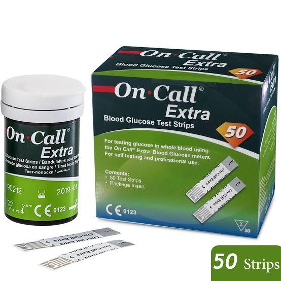On call extra glucometer 50 strips | blood sugar test strips