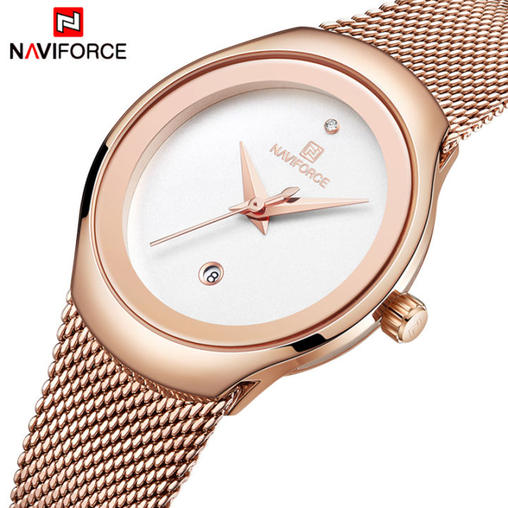 NAVIFORCE Watch Women Fashion Dress Quartz Watches Lady Stainless Steel ...