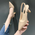 Summer Fashion New Breathable Pointed Toe Stiletto Heel PU Comfortable and Elegant Women's Shoes Shallow Mouth  Sandals. 