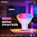 MOES Tuya Matter WiFi GU10 Smart Bulb Dimmable Led Light 16 Million RGB C+W Colors Candle Lamp Voice Control Alexa  Home. 