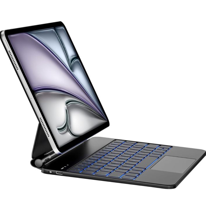 nimin Keyboard for iPad Air 11-inch (M2) 2024/ Air 5/4th 10.9" and iPad Pro 11 inch (4th/3rd/2nd/1st Gen) With 7 Color Backlit Floating Magnetic Design & Multi-Touch Trackpad, QWERTY Layout-Black