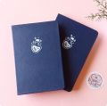 Black or Navy BuJo Potion Sparkle Minimalistic Bullet Journal Notebook Dot grid Diary Dotted pages Holographic Foil on leather journals. 