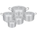 Best Aluminum Cookware 5 Pieces Kitchen Casserole Set  Metal finish Havey wait / Silver Pateeli Set - 18 cm to 26 cm. 