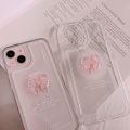 Clear Case with Pink Bow for iPhone 15 14 13 12 11 Pro Max Plus 7 8 SE XS, Cute Transparent Stylish Shockproof Protective Cover. 