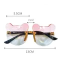 Boys and girls fashion glasses Children's sunglasses Cute baby anti-ultraviolet bear ears cartoon shape rimless frame glasses. 