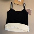 Warm Thermal Vest Women Winter Solid Color Casual Velvet Camisole Tops Sleeveless Thick Elastic Bottom Underwear Tank Tops.