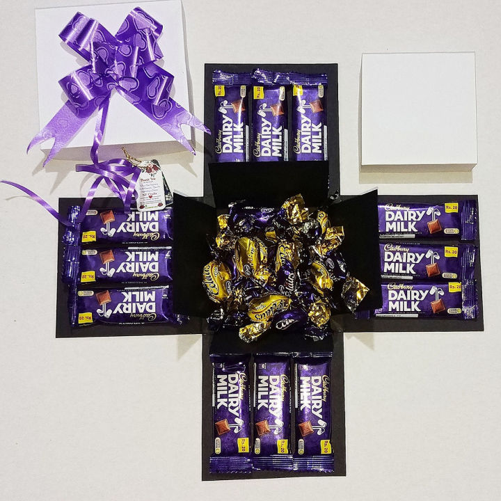 Chocolate Gift Box 12 Pcs Dairy Milk and Eclairs Candy Pack Birthday Anniversary Gift for Loved Ones