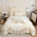 3pcs Korean style Duvet Cover Set (1*Duvet Cover + 2*Pillowcase, Without Core), Lace embroidery Bedding Set.