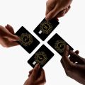 Black Golden Crown Letters Anime Matte Front Skin Film Sticker Cover For Small Chip Credit Card Debit Card. 
