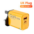 120W USB+Type C Fast Charging GaN Mobile Phone Charger With Light For Iphone 16 15 Samsung Xiaomi Huawei Charging Adapter.