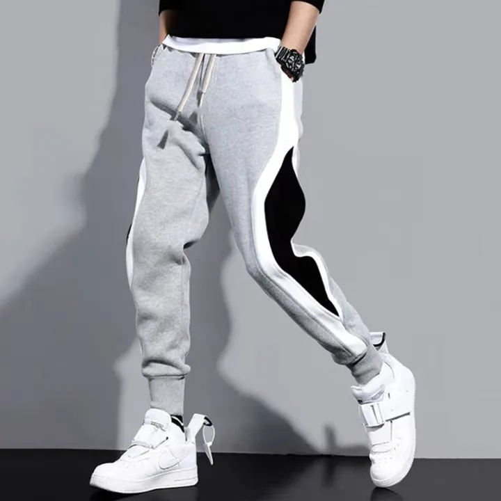 Autumn%20Men's%20Wide%20Loose%20Casual%20Pants%20Mens%20Patchwork%20Nine-point%20Sports%20%20Elastic%20Rope%20Breathable%20Tie-foot%20Trousers%20-%20Image%203