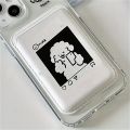 1pc Cute Dog Design Artificial Leather Magnetic Wallet Card Holder for iPhone 17 16 15 14 13 12 Pro Max Card Slot Accessory.