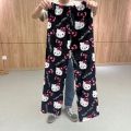 Batman Hello Kitty Cartoon Pants Flannel Pajamas Sanrio Winter Pajama Kitty Cat Pajama Trousers Kawaii Home Pant Winter Clothing. 