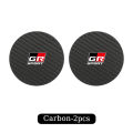 2Pcs Car Carbon Leather Water Cup Pad Anti-noise Coaster For Toyota GR Corolla Yaris Aygo Prius CHR Camry Auris Avensis Cruiser.