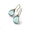 2 Pcs Gold-color Earrings Luxury Style Inlaid Faux Cat's Eye Stones Colorful Fashion Earrings.