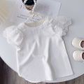 Bear Leader White Girls Short Sleeve T-Shirt Summer Kids Lace Sleeve Blouse Children's Clothing School Clothes Tops Kids Clothes.
