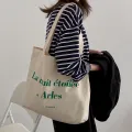 Women's Shoulder Bag Casual Female Capacity Tote Bags Large Shopper Canvas Letter Fashion Harajuku Zipper Print Canvas Handbags. 
