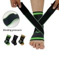 Adjustable Compression Ankle Support Brace - Elastic Nylon Knitted Sleeve with Straps for Gym, Running, Soccer & Basketball - Pain Relief Sports Guard Bandage. 